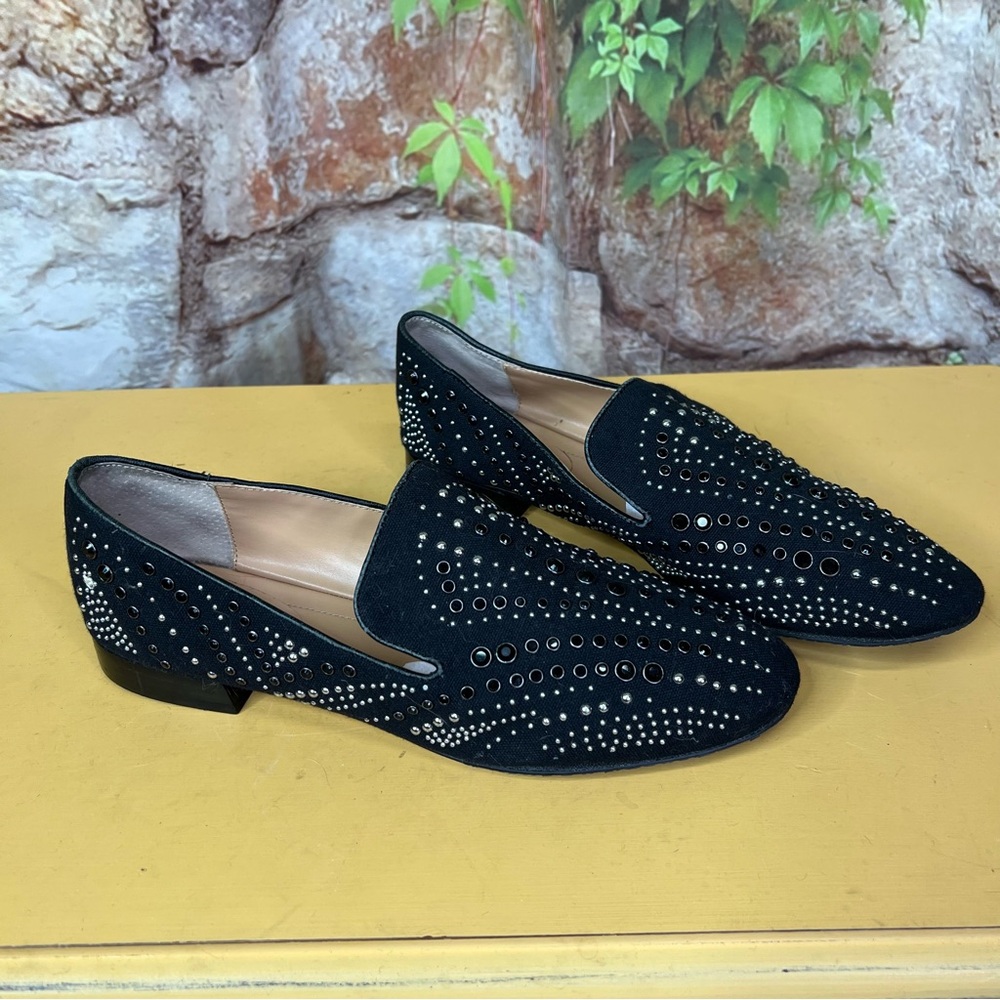 DONALD PLINER Black Textile Modern Downtown Walkable Studded Loafers, 8.5 - Picture 10 of 16